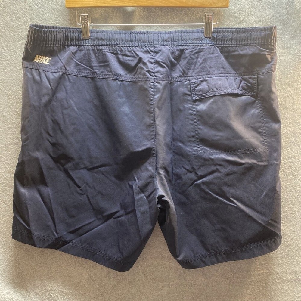NIKE Men SWIMSUIT Sz XL Dark Blue Swimming Trunks Board Shorts swim Logo - Picture 5 of 6
